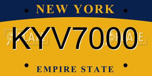 KYV7000 New York License Plate