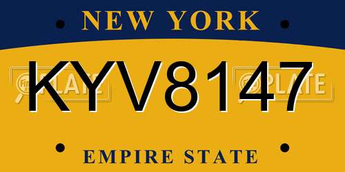 KYV8147 New York License Plate