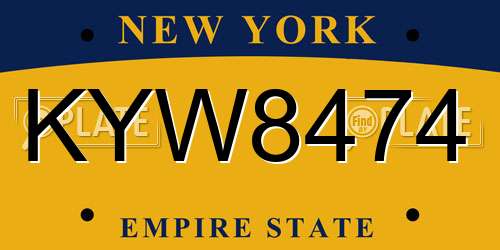 KYW8474 New York License Plate