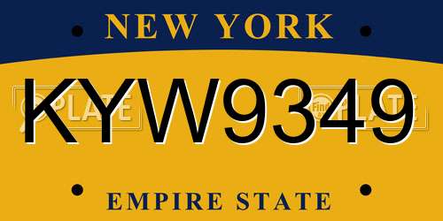 KYW9349 New York License Plate