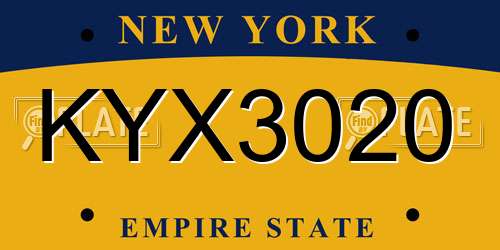 KYX3020 New York License Plate
