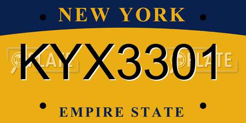 KYX3301 New York License Plate