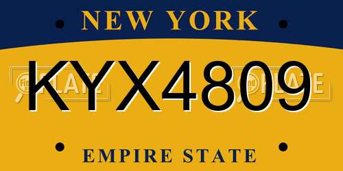 KYX4809 New York License Plate