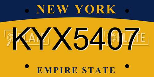 KYX5407 New York License Plate