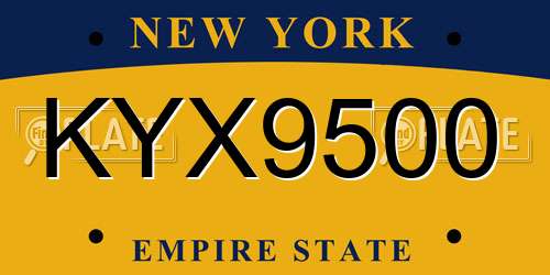 KYX9500 New York License Plate