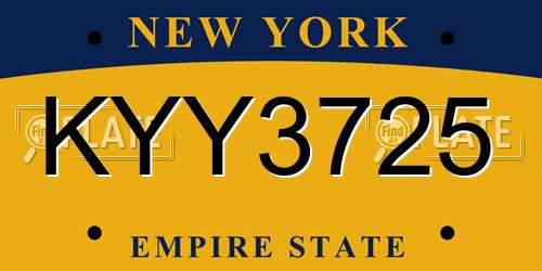 KYY3725 New York License Plate