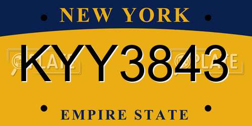 KYY3843 New York License Plate