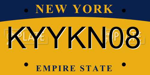KYYKN08 New York License Plate