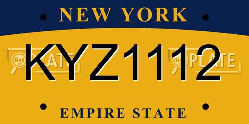KYZ1112 New York License Plate