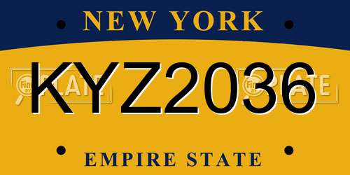 KYZ2036 New York License Plate