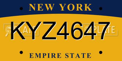 KYZ4647 New York License Plate