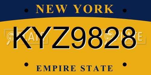 KYZ9828 New York License Plate