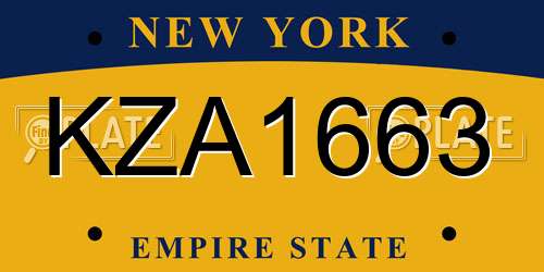 KZA1663 New York License Plate