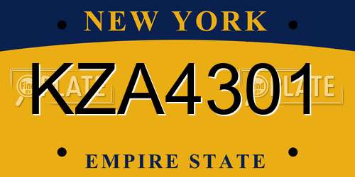 KZA4301 New York License Plate