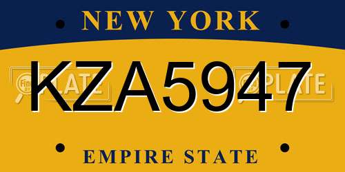 KZA5947 New York License Plate