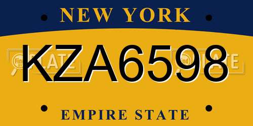 KZA6598 New York License Plate