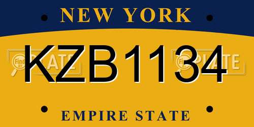 KZB1134 New York License Plate