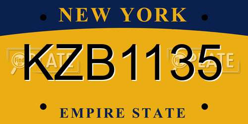KZB1135 New York License Plate