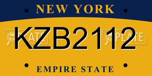 KZB2112 New York License Plate