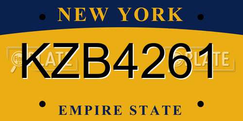 KZB4261 New York License Plate