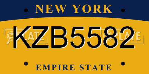 KZB5582 New York License Plate
