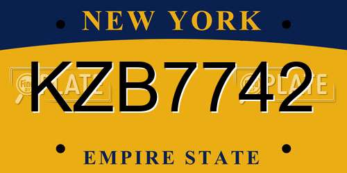 KZB7742 New York License Plate
