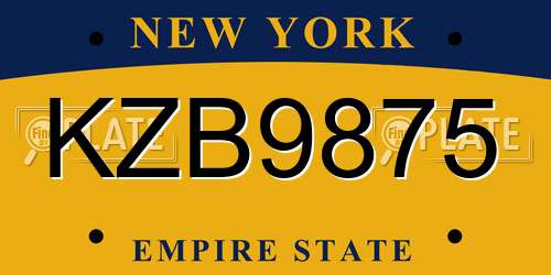 KZB9875 New York License Plate
