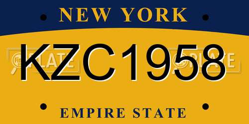 KZC1958 New York License Plate