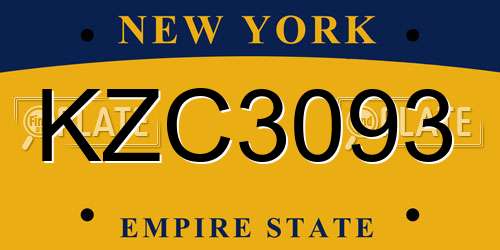 KZC3093 New York License Plate