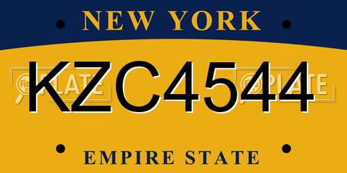 KZC4544 New York License Plate