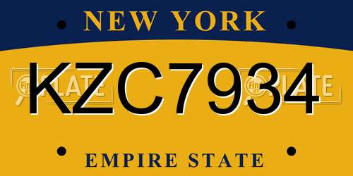 KZC7934 New York License Plate