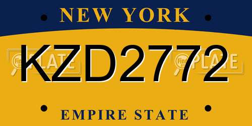 KZD2772 New York License Plate