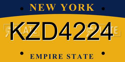 KZD4224 New York License Plate