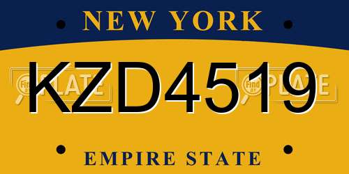 KZD4519 New York License Plate