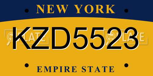 KZD5523 New York License Plate