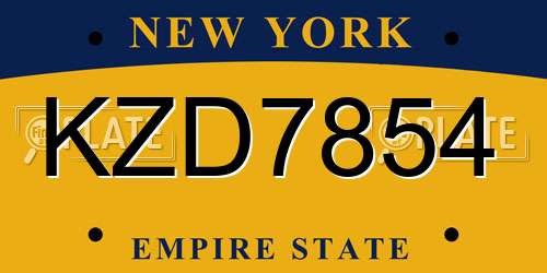 KZD7854 New York License Plate