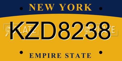 KZD8238 New York License Plate