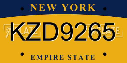 KZD9265 New York License Plate