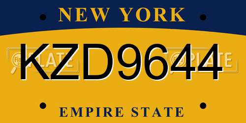 KZD9644 New York License Plate