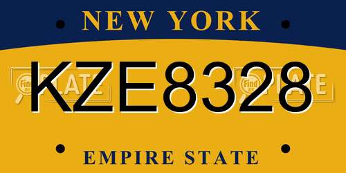 KZE8328 New York License Plate