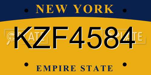 KZF4584 New York License Plate