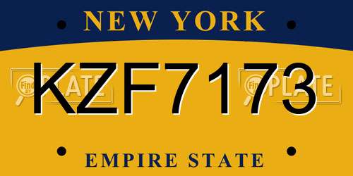 KZF7173 New York License Plate