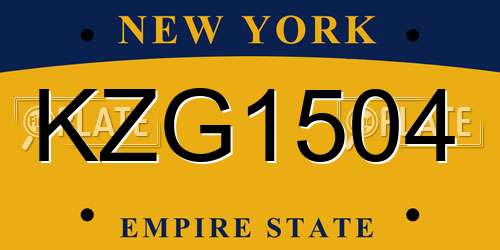 KZG1504 New York License Plate