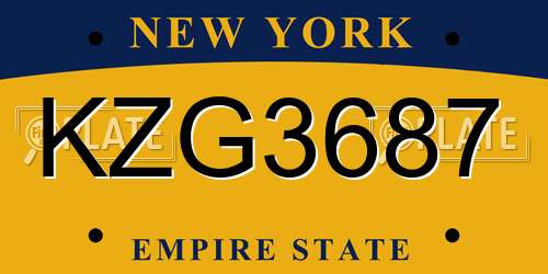 KZG3687 New York License Plate