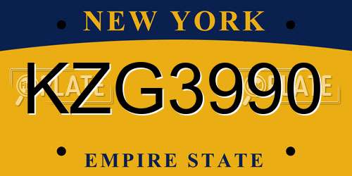 KZG3990 New York License Plate