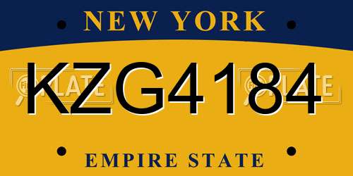 KZG4184 New York License Plate