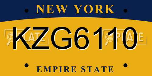 KZG6110 New York License Plate
