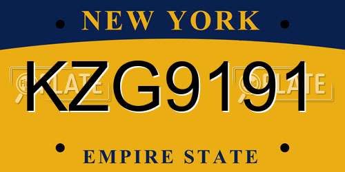 KZG9191 New York License Plate