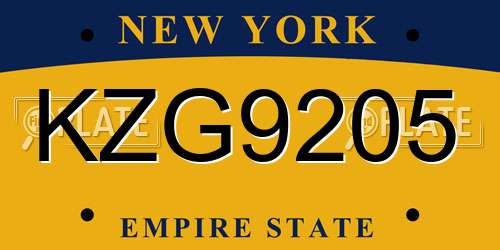 KZG9205 New York License Plate