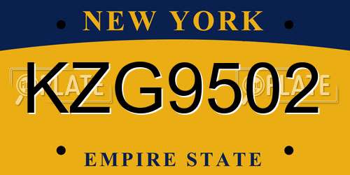 KZG9502 New York License Plate